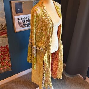 Kantha Bae Dreamweaver Kimono in chartruse